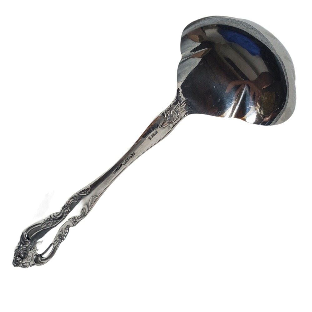 Imperial CHALMETTE Stainless Korea Gravy Sauce Ladle 7 1/2" Flatware Floral